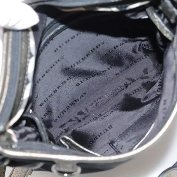 BURBERRY Shoulder Bag Nylon Leather Black Auth - Picture 12 of 16